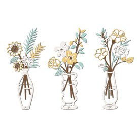 Aliuxwove 3 Pcs Metal Flowers Wall Decor, Rustic Farmhouse Decor Boho Metal Wall Art for Living Room Bedroom Dining Room, Sculpture Hanging Suitable for Home Decorative(Beige)