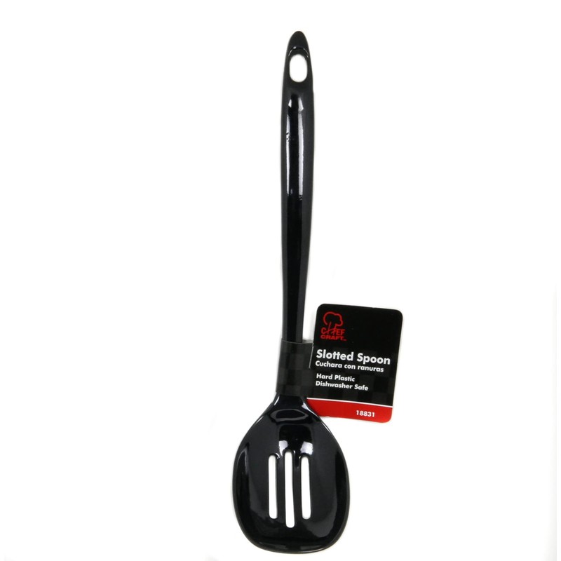 Chef Craft Basic Melamine Slotted Spoon, 11.25 inch, Black