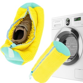 Wenrecu Schuhe Waschbeutel 2024 Sneaker Waschreinigungsbeutel Wäschesack, Schuhwaschbeutel, Langlebiger und wiederverwendbarer Waschbeutel, für Waschmaschine und die Reise,2PCS (Gelb)