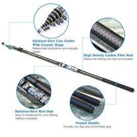 2.7m/3.6m/4.5m/5.4m/6.3m Telescopic Fishing Rod Carbon Fiber Fishing Rod