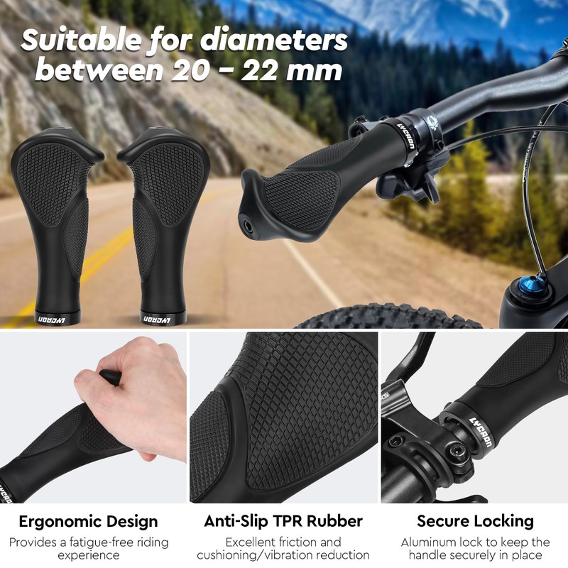 LYCAON Bike Grips Handlebar - Mountain Bike Hand Grip, Bicycle