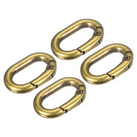 uxcell Spring Oval Ring, 4Pcs 0.83 Inch Round Spring Snap Clip Trigger Spring Keyring Buckle for Bags Purses Keychain, Brass