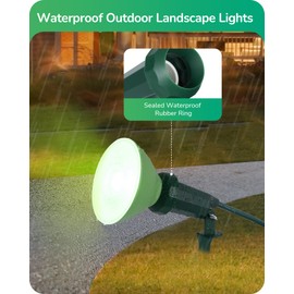 EDISHINE Spotlights Outdoor Plug in, 6FT Cord, Weatherproof LED Flood Stake Lights, E26 150W PAR38 Bulb, 120° Adjustable Landscape Light Socket for Holiday, Patio, UL Listed, 2 Pack