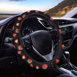 Finagallathe Strawberry Steering Wheel Cover Auto Anti-Slip Breathable Steering Wheel Protector,Car Interior Decoration Universal fit Most Car Sedan Truck Vehicle Interior Accessories