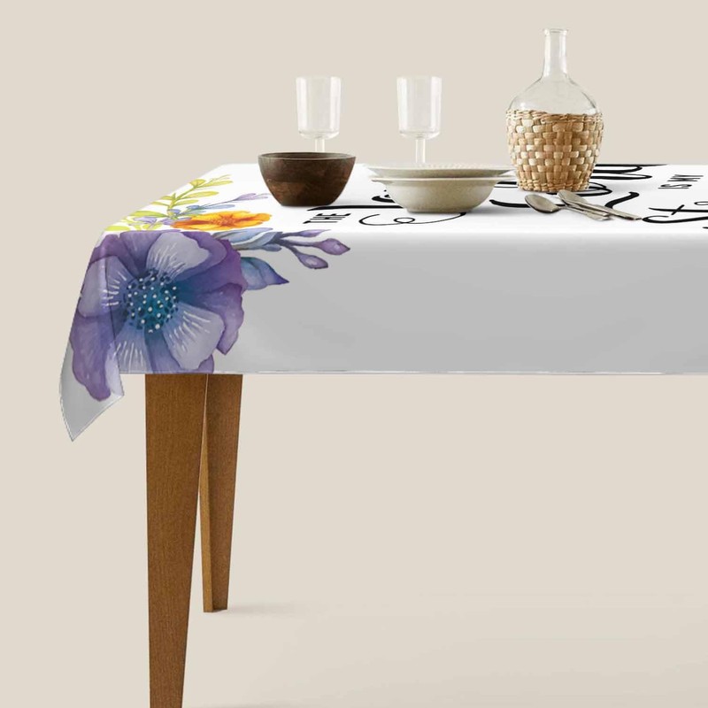 Flower Modern Quartz Table Cloth for Rectangle Table 60x84 Inch