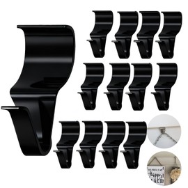 YUNFOOK 14 Pcs Vinyl Siding Hooks, Stainless Steel No-Hole Hangers for Hanging Wreaths & Outdoor Decor, Low Profile Siding Clips, Easy Installation, No Tools Needed (14, Black)