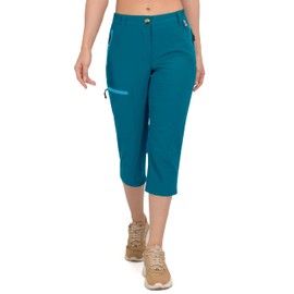 Mapamyumco Pantalones capri para mujer UPF 50, transpirables, ultraligeros, de secado rápido, para exteriores, senderismo, viajes, Azul tinta, S