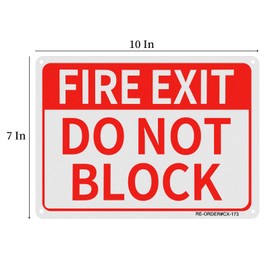 MUXYH 2-Pack Fire Exit Sign, Do Not Block Sign, Keep Clear at All Times, 10 x 7 Inches Rust Free Aluminum Warning Signs, Waterproof, Easy to Mount, Indoor/Outdoor Use