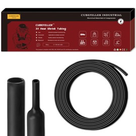 CUBEFELLER® 1/4 Inch 3:1 Waterproof Heat Shrink Tubing (Black, 20ft), Marine Grade Heat Shrink Tube Roll,Waterproof Adhesive Lined,Insulation Sealing Oil-Proof Wear-Resistant
