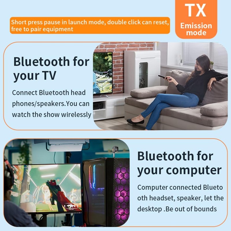 Byttlerom Bluetooth 5.3 Audio Transmitter and Receiver 2 in 1