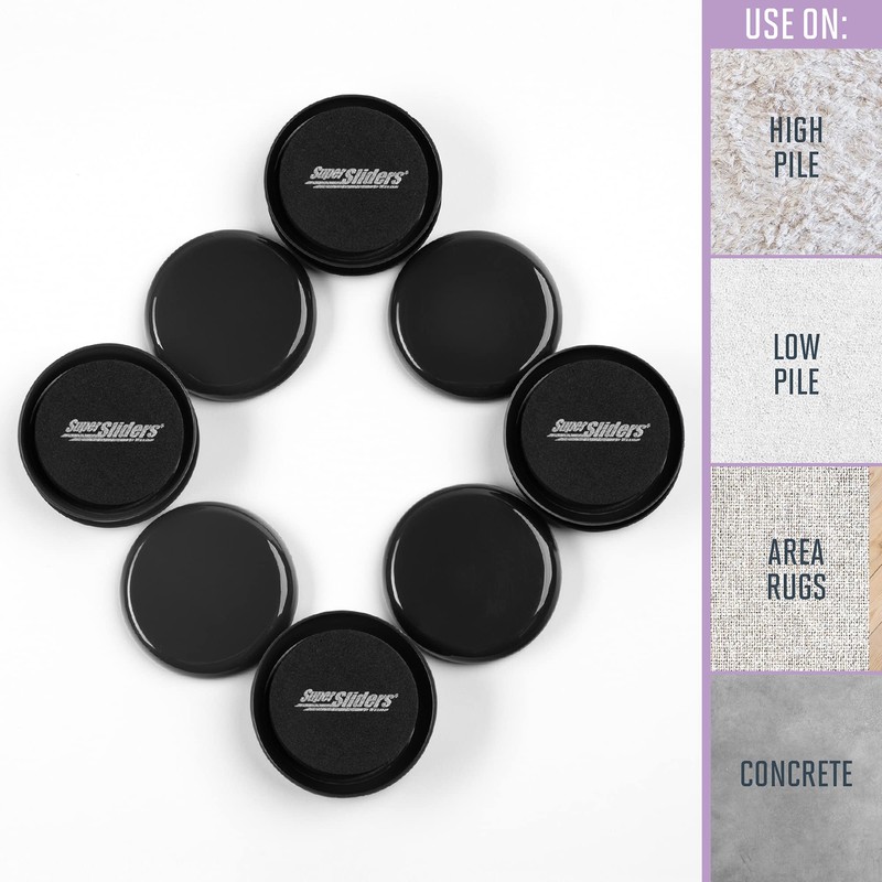 Super Sliders 2 1/2" Round Reusable Furniture Sliders- Easily Move