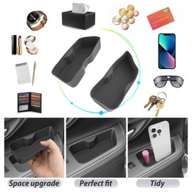 SKTU 2Pcs for 2024 2025 2026 Toyota Grand Highlander Door Side Storage Box Grand Highlander Door Handle Organizer 2024 2025 2026 Grand Highlander Accessories Phone Container Key Holder Tray (Rear)