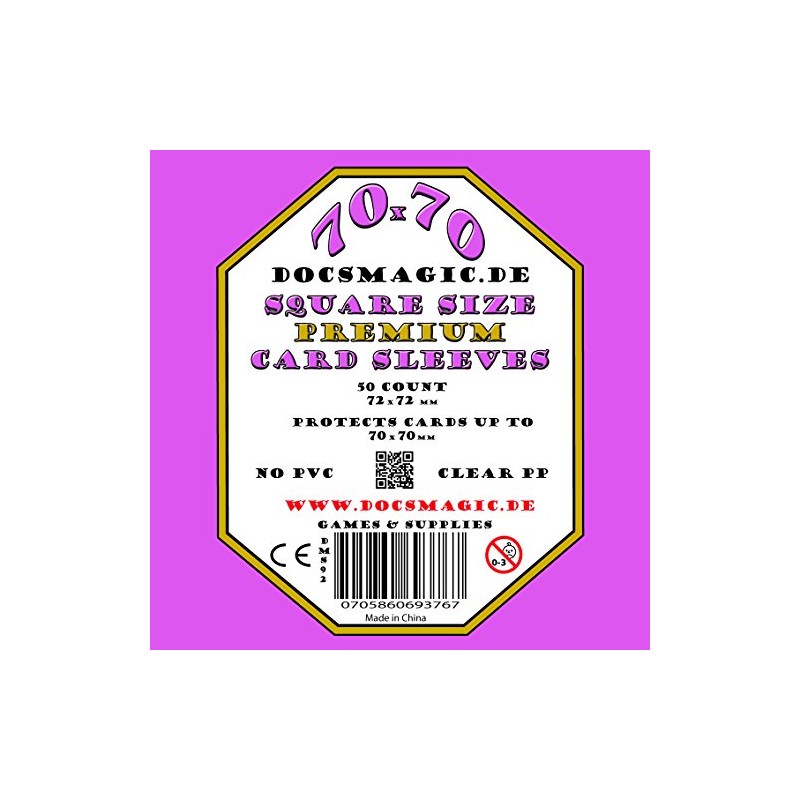 docsmagic.de 50 Premium Small Square Board Game Sleeves - 70