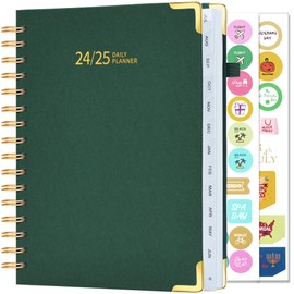 EYROZILL Daily Planner 2024-2025, Weekly and Monthly Planner, from July 2024 - June 2025, A5 (6.5"×8.5"), Hardcover, Green