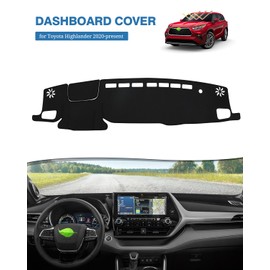 FIILINES Dash Cover Fit for Toyota Highlander 2020-2025 (Fit with or Without Display) Dashboard Mat Cover Sunshade Nonslip Mesh Protector No Glare