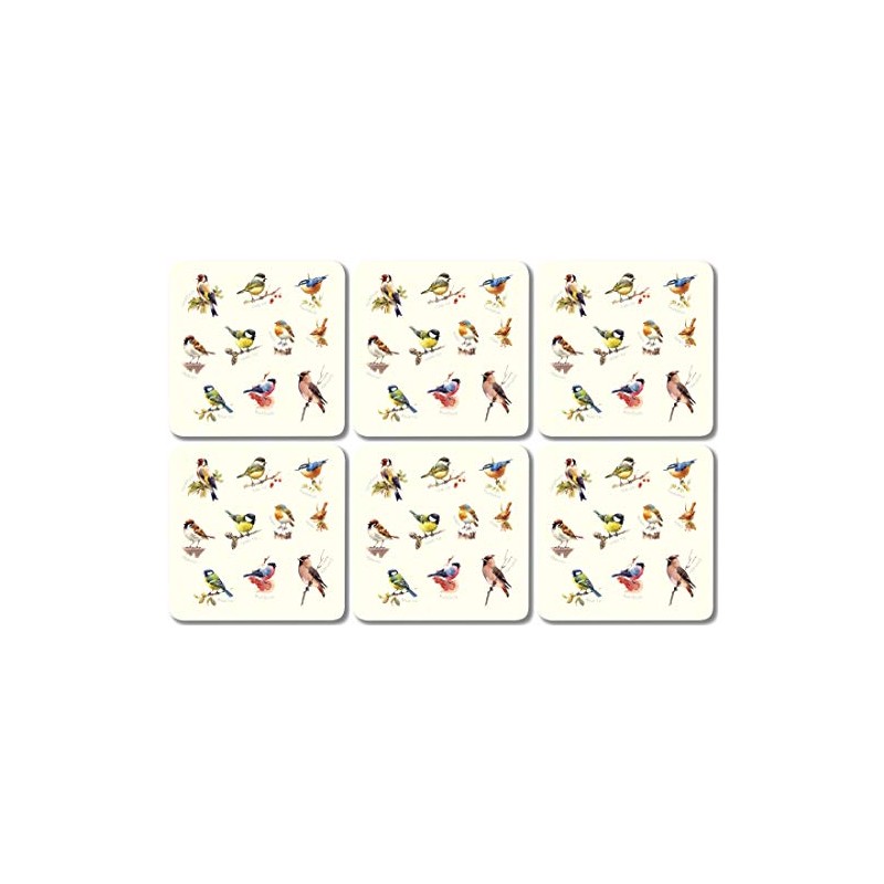 Garden Birds Melamine Coasters - Set 1, Pack of 6