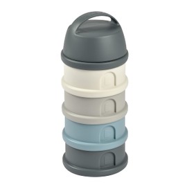 BÉABA, Stackable Milk Dispenser 100% Airtight 4 Compartments Made in France Large Capacity Expandable Mineral Grey / Blue