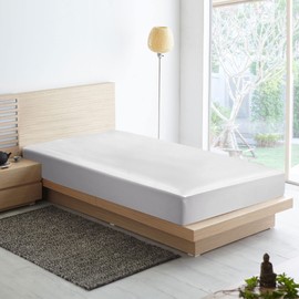 PiccoCasa Fitted Sheet Satin Bed Sheet 100 x 200 cm Fitted Sheet up to 35 cm Topper Height with Elastic Band Grey 100 x 200 x 35 cm