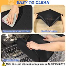 SMILOOL SMILOOL Silicone Pet Feeding Mat with Raised Edge for Food and Water, Dog Bowl Mats, Cat Bowls Placemat with High Lip for Floor Waterproof, Rubber Tray for Cats and Dogs 19 x 12 x0.7 Black