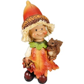 Generisch Set of 2 Autumn Figures Boy & Girl Each 18 x 8 x 6 cm Squirrel Autumn Decoration Autumn Figure Decoration 7010 B