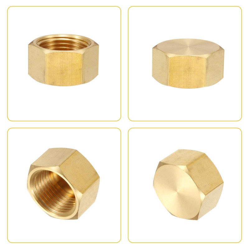 sourcing map 3Pcs Brass Hex Head Plug Compression Cap Fitting