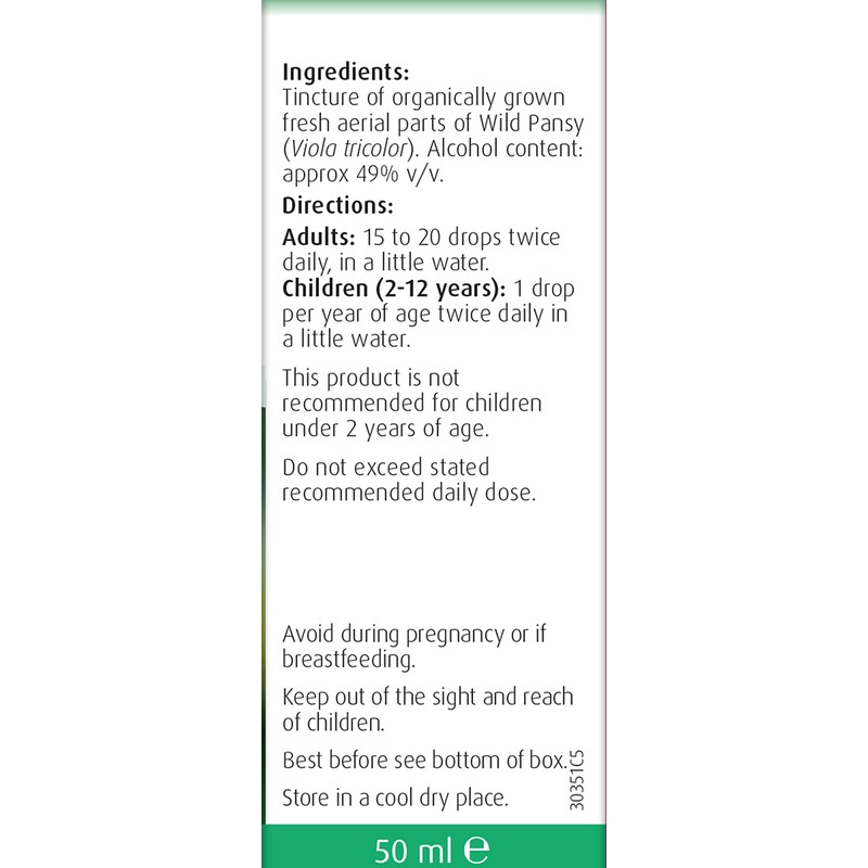 A.Vogel Viola Tricolor Wild Pansy|Herbal Food Supplement|Extract of organically Grown