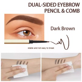 Dual-Sided Eyebrow Pencil & Comb – Ultra-Fine Tip For Precise Brows, Sweatproof & Long-Lasting. Includes Brow Brush For Natural Blending (05 Dark Brown, 2 Pack)