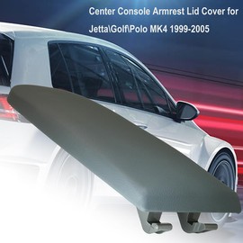Armrest Cover Centre Console Cover Cap for Jetta Golf MK4 Polo Passat Skoda Octavia, Leather (Grey)