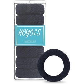 HOYOLS - Lazos grandes y gruesos, soporte para cola de caballo de color negro, sin costuras, bandas de algodón elásticas para mujeres y hombres, diadema sin daños (negro)
