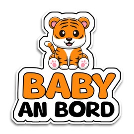 Baby on Board Sticker Car, Baby Tiger Car Sticker, Baby on Board Sticker 15 x 15 cm, Weatherproof and UV-Resistant Sticker Car, Sticker Baby and Car Baby for Safe Drives with Your Child