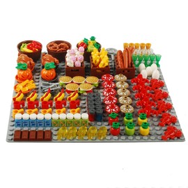 BAENRCY - Juego de 180 bloques de construcción de alimentos, accesorios de sencery de cocina, juego de ladrillos de construcción, juego de construcción compatible con todas las principales marcas (#B)