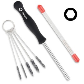 Hexagon Carburetor Adjusting Tool 5910 890 2307 with 5 Piece Mini Metal Tube Cleaner Brush, 4mm Hex Screwdriver for Stihl, Ryobi, Husqvarna, Echo Chainsaws, Trimmers, Leaf Blowers, and Lawn Mowers