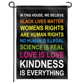 Anley Double Sided Premium Garden Flag, In This House We Believe Decorative Garden Flags for Home Decor - Weather Proof & Double Stitched Yard Flags - 18 x 12.5 Inch