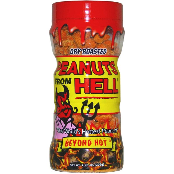 Habanero Spicy Peanuts From Hell - Perfect Premium Gourmet Spicy Hot Peanuts Snack Pack - Dry Roasted Peanuts with Spices and Peppers - Try if you Dare!