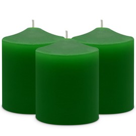 Yusevot 3x4 Inch Green Pillar Candles, 3 Packs Unscented Smokeless Pillar Candles for Christmas, St. Patrick's Day, Easter, Wedding, Party, Home and Dinner Table Decoration, 45 Hours Burn