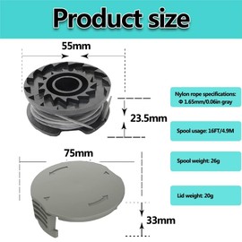 ERHUO 4 Pack Strimmer Spool Line, 1 Pack Replacement Strimmer Spool Cover Strimmer LineΦ1.65mm 16 ft/4.9m F016F04557 Replacement Strimmer Spool Cover with Bosch ART 23/26 SL Grass Trimmer
