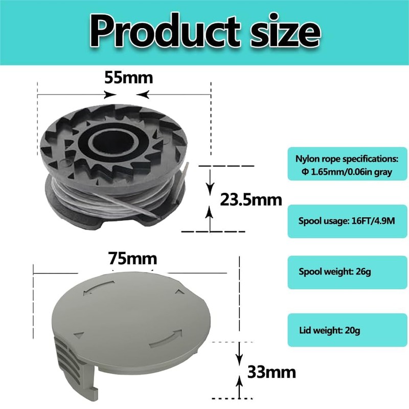 ERHUO 4 Pack Strimmer Spool Line, 1 Pack Replacement Strimmer