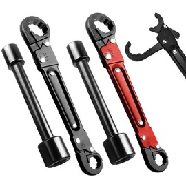 Double Ended Pipe Wrench Set, Plumbing Wrench, Professional Plumbing Tool Set for Easy Angle Stop and Supply Nut Installation, Gifts for Men, Grip, Men Gifts, Heavy Duty, Industrial:_Red_1 Set