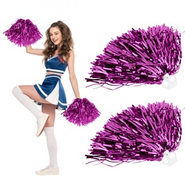 Cheerleader Pompoms, Pack of 2 Pompoms Cheerleading with Handle, Sports Teams Pompoms, Dance Poms, Cheers Ball, Used for Sports Events, Dance, Party, Ball Games, Carnival Parties, (B)