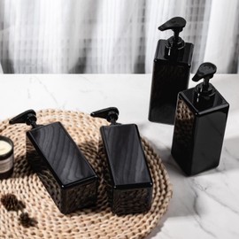 Hand Soap Dispenser, Plastic Pump Bottles, Refillable Empty Lotion Dispenser Liquid Container for Bathroom Kitchen College Dorm, 22 oz 4 Pack Black