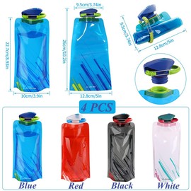YGCHEN Foldable Water Bottle 700 ml Water Bottles Foldable Mountaineering Water Bag Reusable Water Bag for Hiking Adventure Travel (Pack of 4)