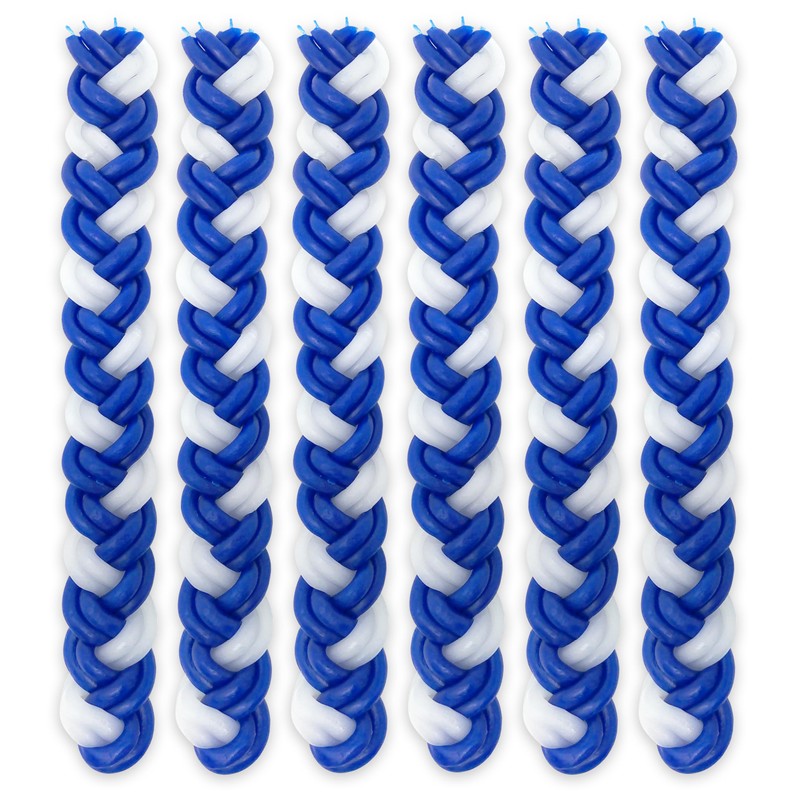 Jerusalem Candles Havdalah Candle - Braided Blue and White -