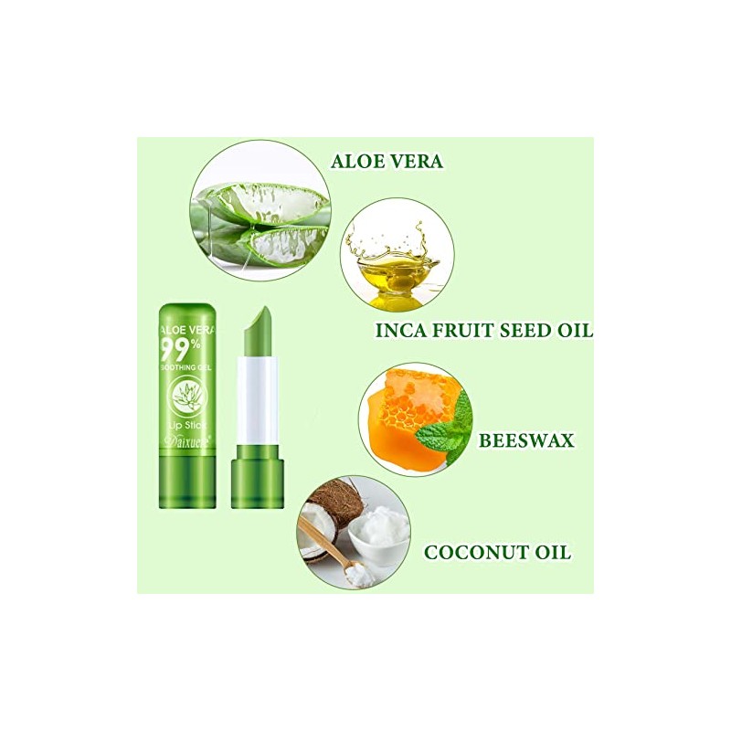 Set De 4 Labiales De Aloe Vera, Brillo Labial Mágico