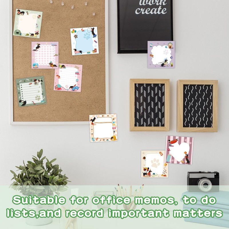 ZCPTZ 9 Pcs Cute Dachshund Notepads 3" x 3" Self-adhesive