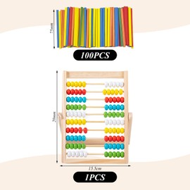 1 Piece of Small Folding Arithmetic Stand and 100 Pieces of Small Wooden Sticks, Children's Enlightenment Toys, Creative Children's Toys, Arithmetic Teaching Toys, Children's Learning Toys