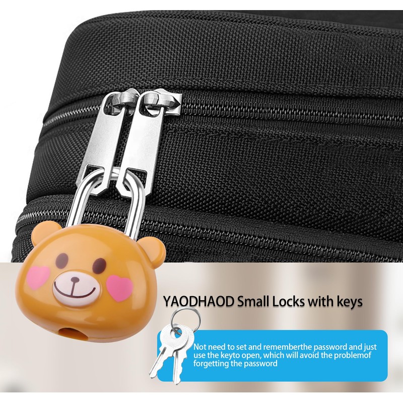 Cute Little Bear Lock with Keys, Mini Padlock for Gym