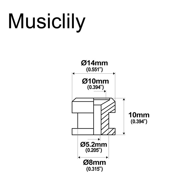 Musiclily Pro 14mm Steel D-Type Strap Buttons End Pins for