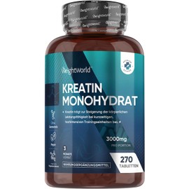 Creatine Monohydrate Tablets 3000mg - 270 Creatine Tablets - Vegan & Keto-Friendly - Unflavoured & Gluten-Free - 3 Months Supply - for Men & Women