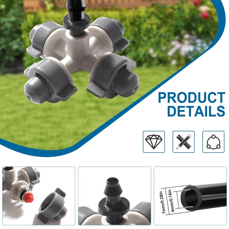 VooGenzek 10 PCS 4-Way Atomizing Nozzle, Plastic Cross Irrigation Nozzle,