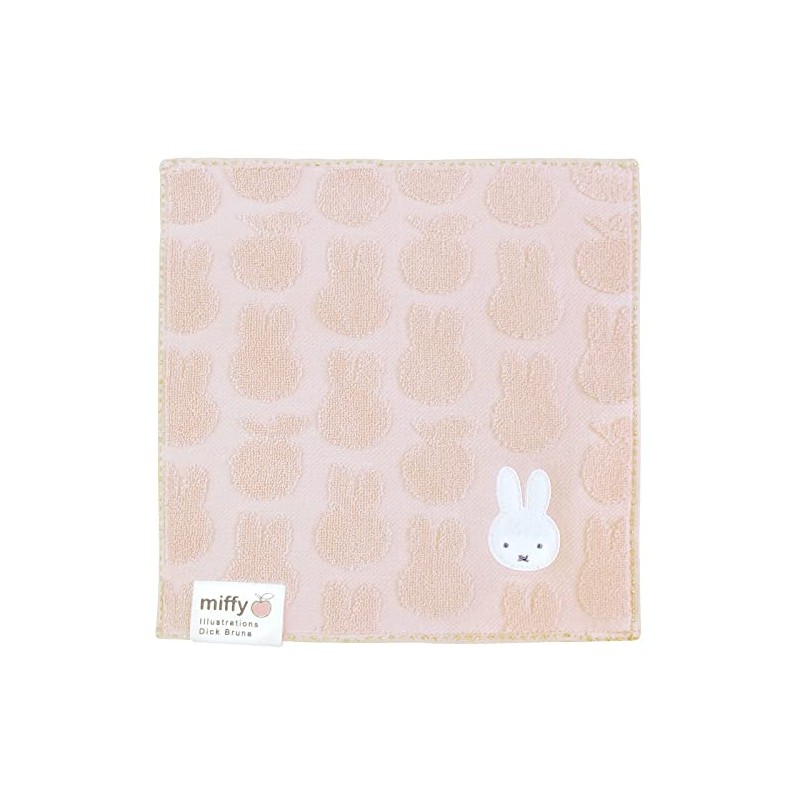 Tsujiseru Miffy Mini Towel, 9.8 inches (25 cm), Embroidered, Pink